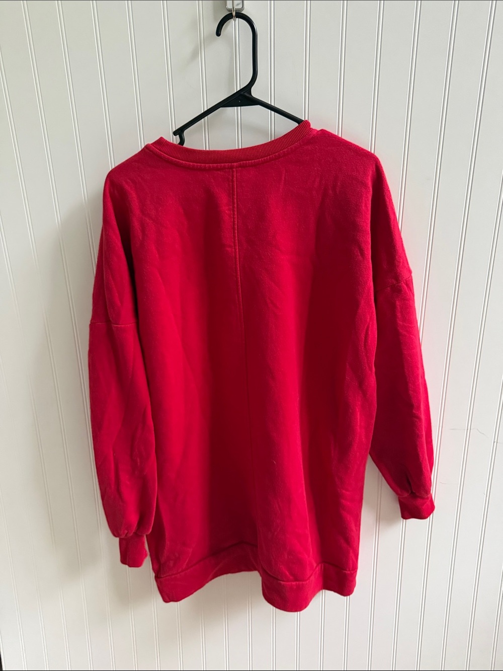(347)Zenana Outfitters Red Crewneck Tunic Sweatshirt - Picture 4 of 5